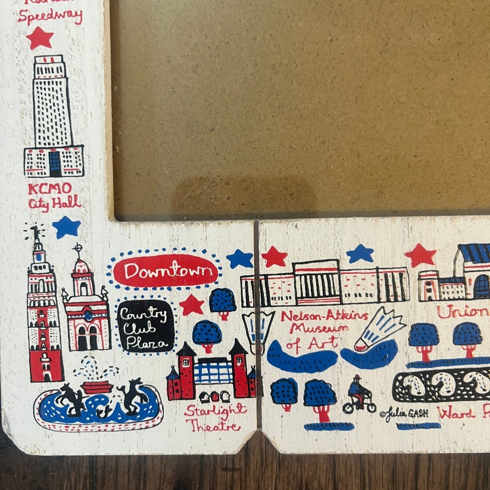 Julia Gash Kansas City Missouri Illustrated Wood Picture Frame Landmarks White - Picture 5 of 6